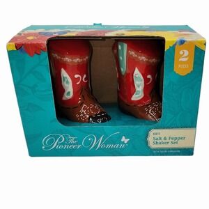 The Pioneer Woman Boots Salt & Pepper Shaker Set Ceramic Country Kitchen NIB